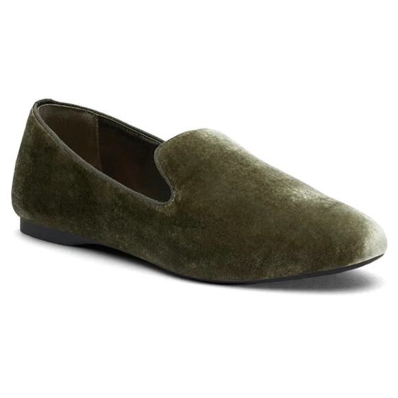 Birdies The Starling Loafers Velvet Semi Formal Flats In Moss Green Size 10 - Picture 1 of 12